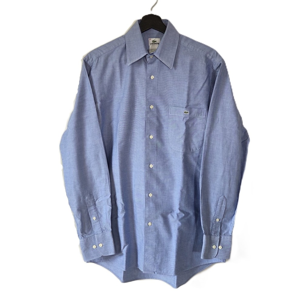 Vintage Y2K Lacoste Men's Oxford Button Down Shirt Blue Cotton Made in HK Sz 38
